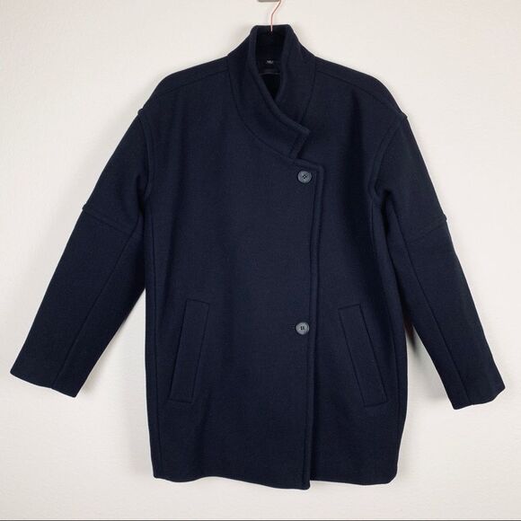 All Saints Black Meade Torto Wool Blend Coat Womens - Picture 3 of 8